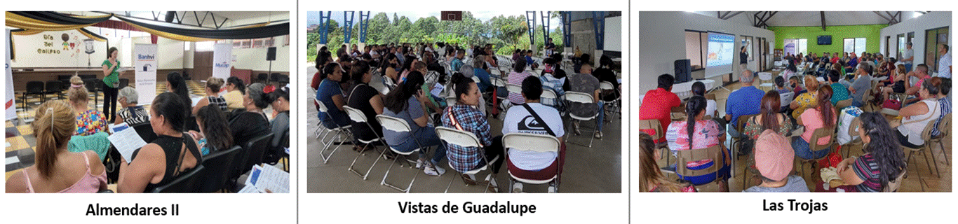 Fotografías de capacitaciones a familias de Almendares II, Vistas de Guadalupe y Las Trojas.
